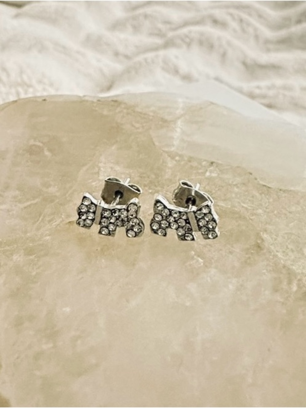 Silver Crystal Stud Earrings